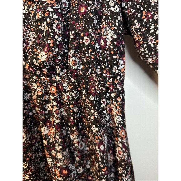 Boho Floral Midi Dress Cottagecore Peasant Prairie Dark Fairy Grunge Flowy L - Picture 4 of 7